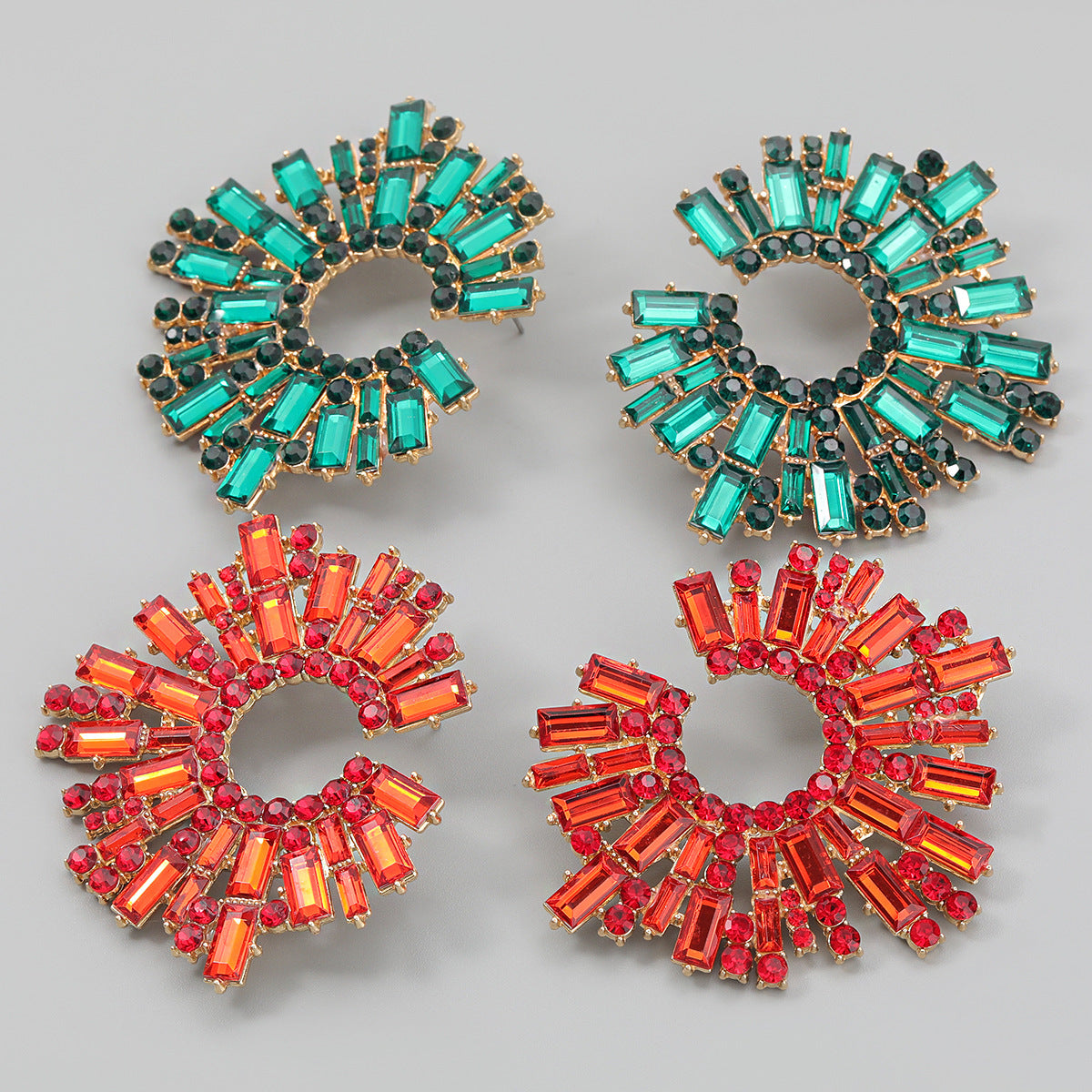 Wholesale Water Diamond Sunflower Alloy Earrings